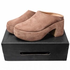 ShuShop Taupe/Brown Suede Platform Mules New In Box